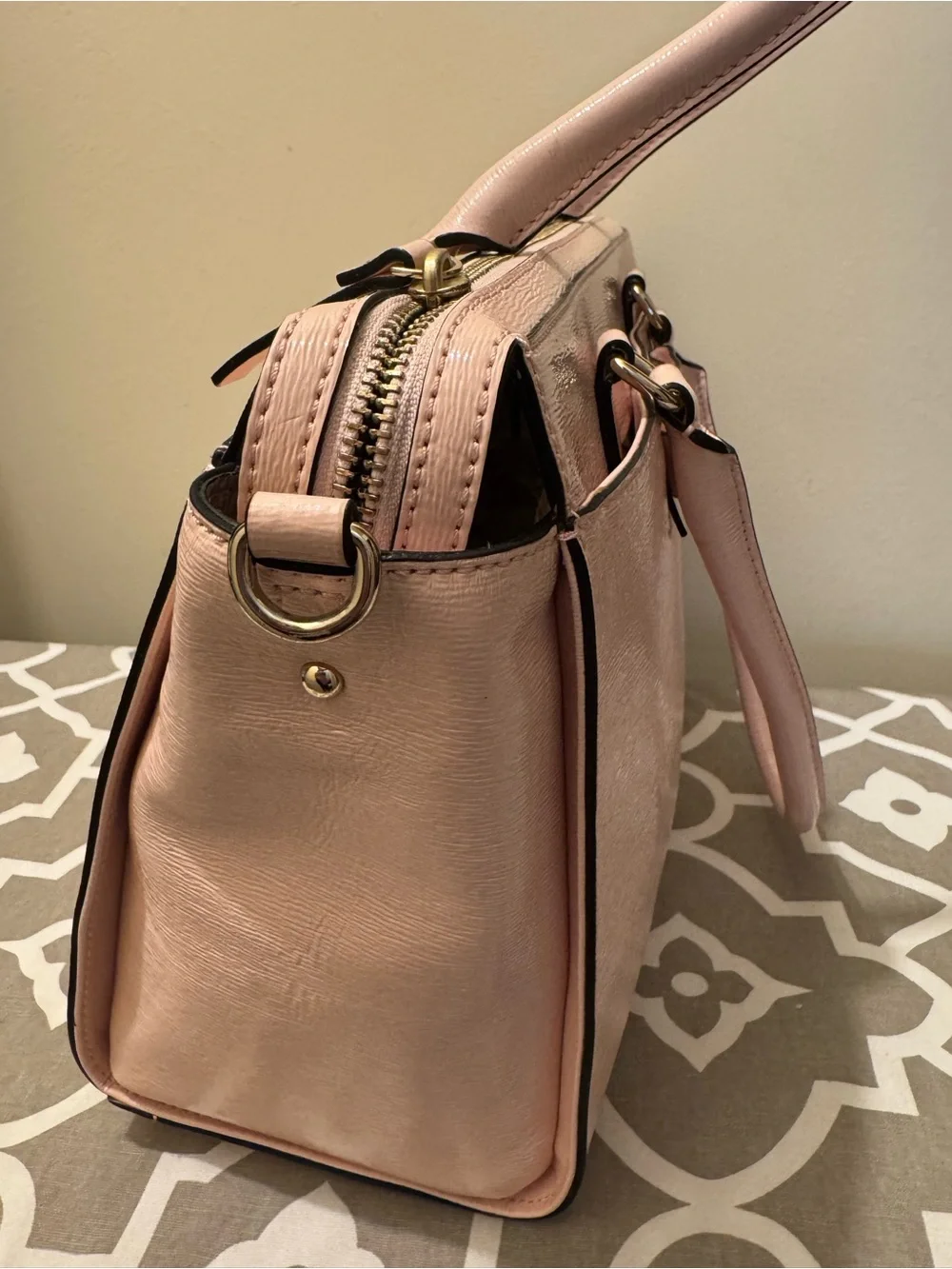 Kate Spade Beacon Court Jeanne Patent Satchel Bag - Blush Pink Bow (Like New)